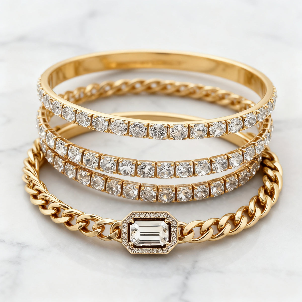 CLARA set 4 brazaletes cristal