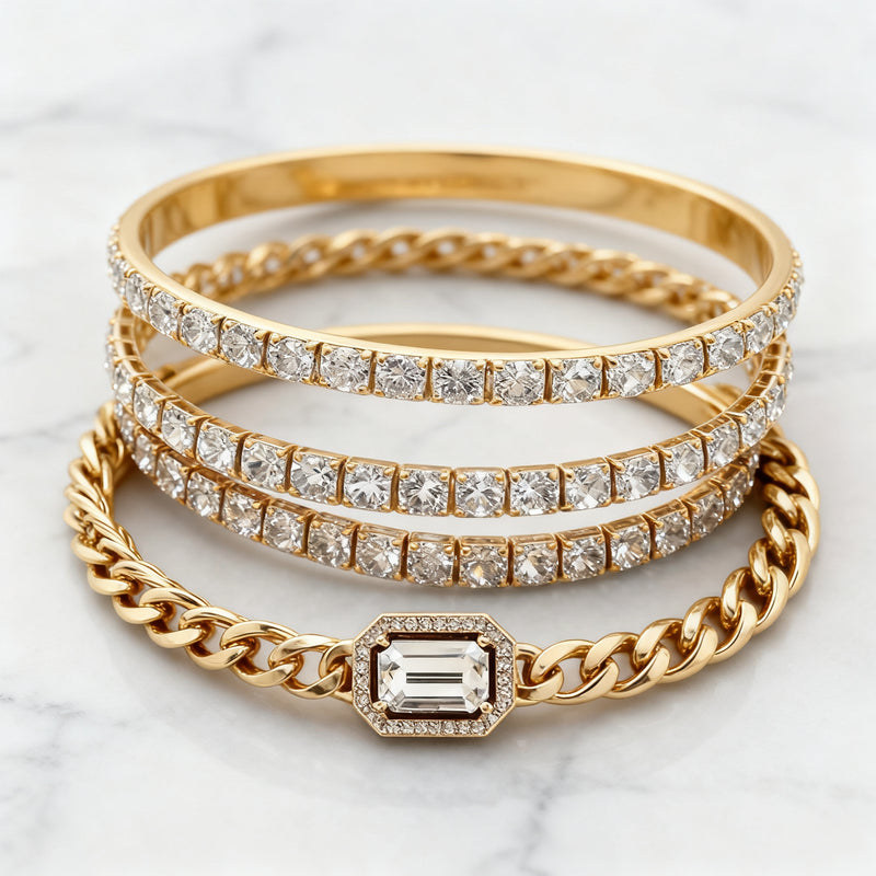 CLARA set 4 brazaletes cristal